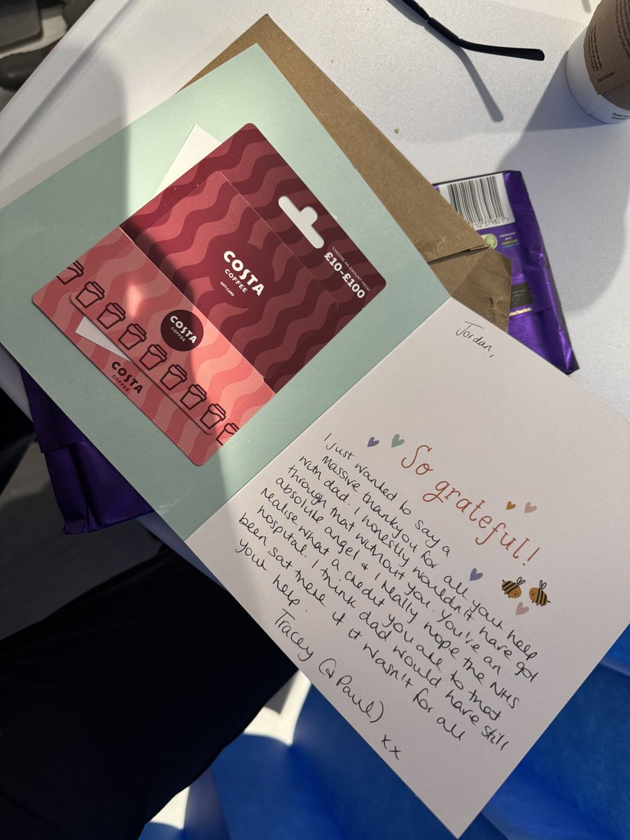 🥹 - whilst sat in a&amp;e with my dad for 12 hours, I helped a young lady who’s dad was very unwell for pretty much the whole time, 

Visited my dad today and the lady had found him and handed him this 🥹 

Really touching and such a kind gesture 

Kindness rewards kindness ❤️