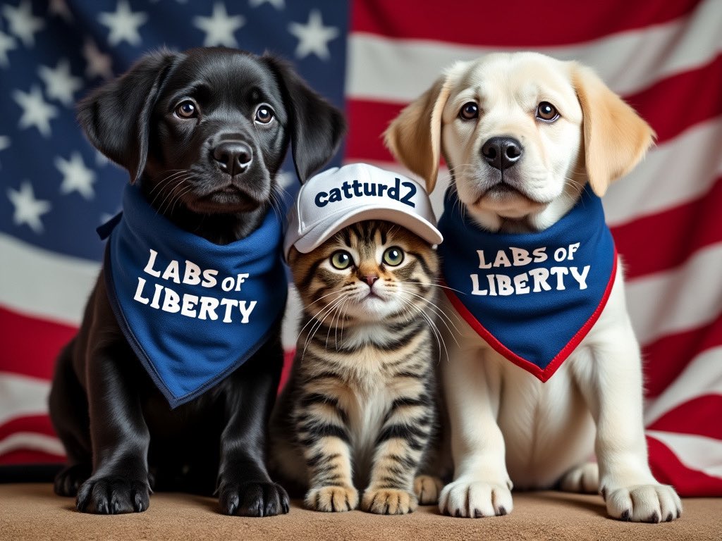 labsofliberty's tweet image. Looks like @catturd2 has two new young recruits! The Labs of Liberty are ready to serve! 

#Catturd2Army #LibertyLabs #PatrioticPups #KittenCommander #FreedomFurries #DogsOfTheUSA #StarsStripesAndWhiskers"