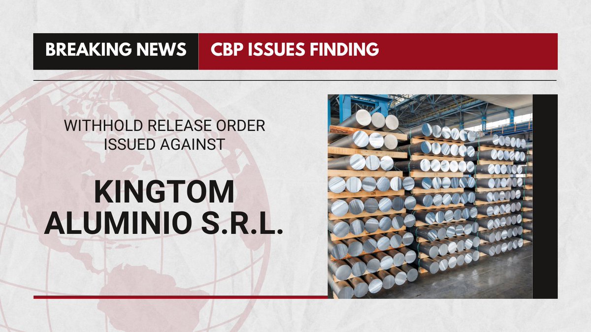 <a href="/CBP/">CBP</a> has issued a finding against Kingtom Aluminio S.R.L. in the Dominican Republic for using #ForcedLabor. CBP will seize all aluminum products made by the company at U.S. ports of entry.  

Learn more: go.dhs.gov/UuF