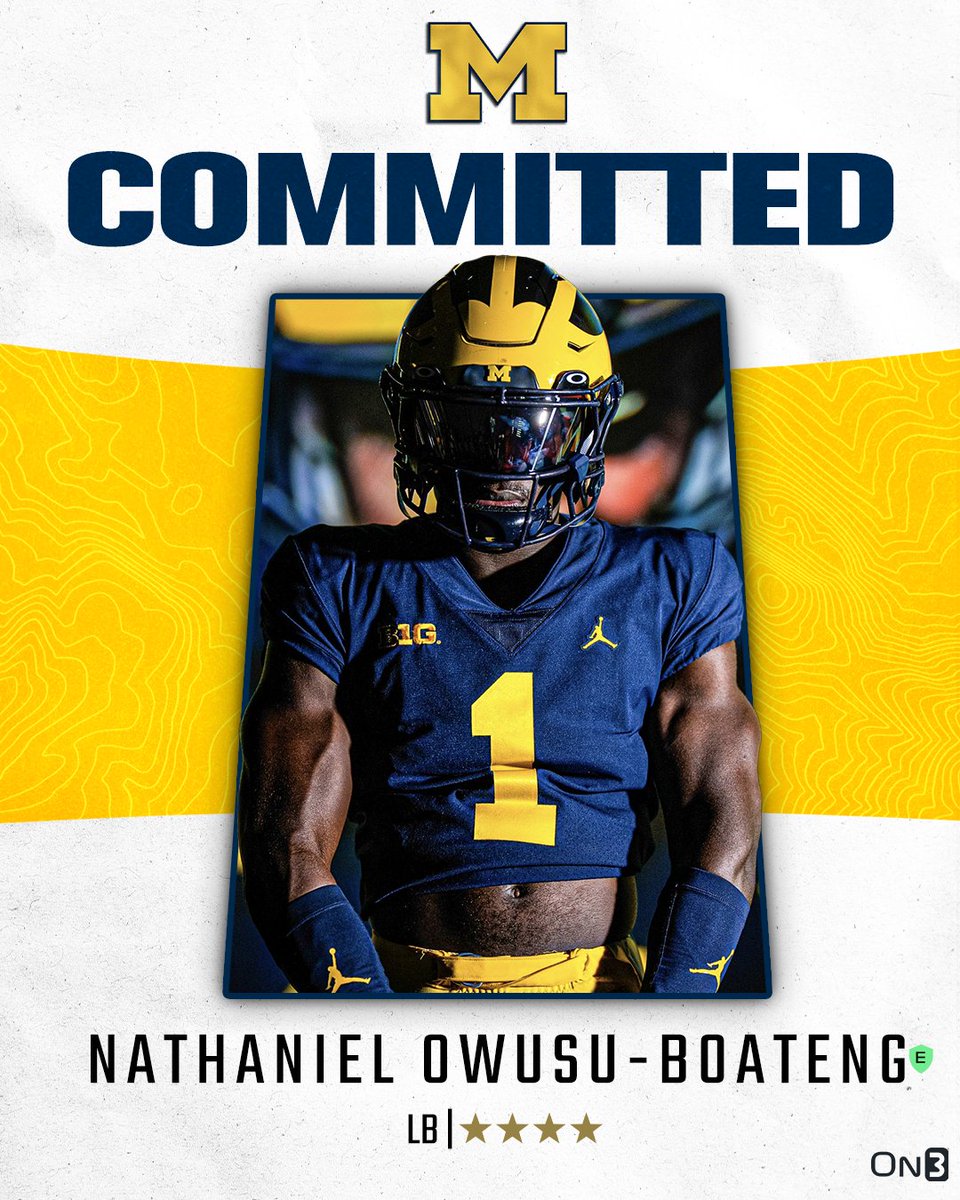 On3 Recruits (@on3recruits) on Twitter photo 🚨BREAKING🚨 4-star LB Nathaniel Owusu-Boateng has committed to Michigan〽️
More from <a href="/ChadSimmons_/">ChadSimmons</a>: on3.com/news/4-star-lb… 🚨BREAKING🚨 4-star LB Nathaniel Owusu-Boateng has committed to Michigan〽️
More from <a href="/ChadSimmons_/">ChadSimmons</a>: on3.com/news/4-star-lb…