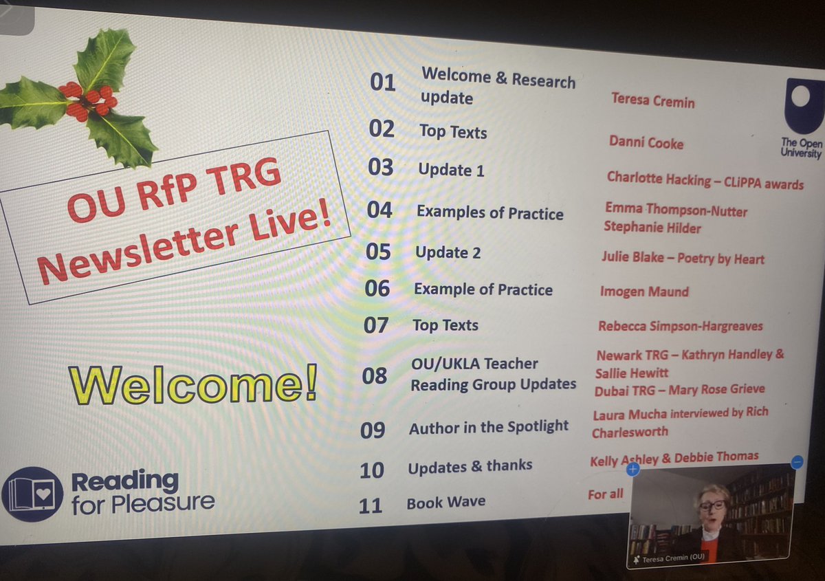 AmyGreatrex_RfP's tweet image. Always great to join @OpenUni_RfP Newsletter Live! What a great line up. #readingforpleasure