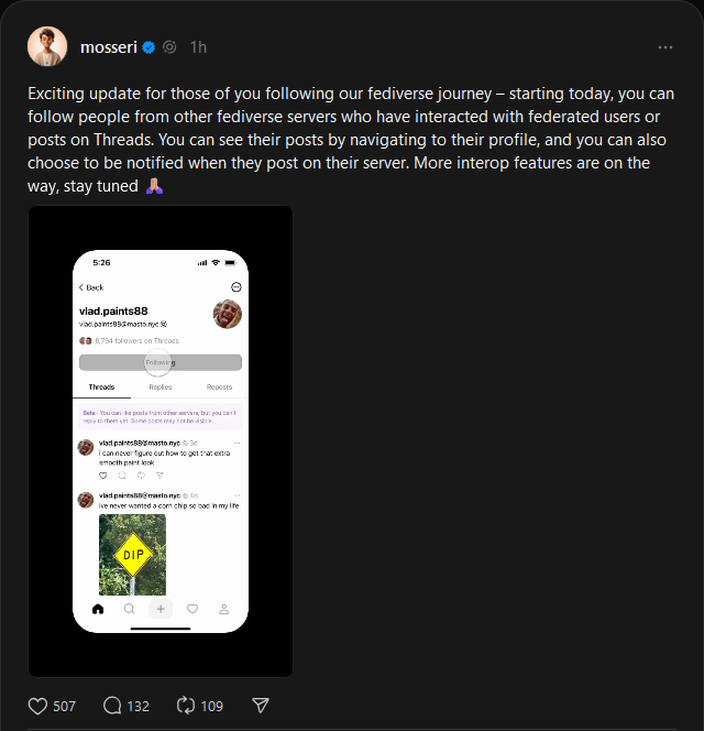 3dcandy's tweet photo. Threads adds more federated support! https://t.co/ghkmZ6ySPJ https://t.co/ElYXaR6ro4