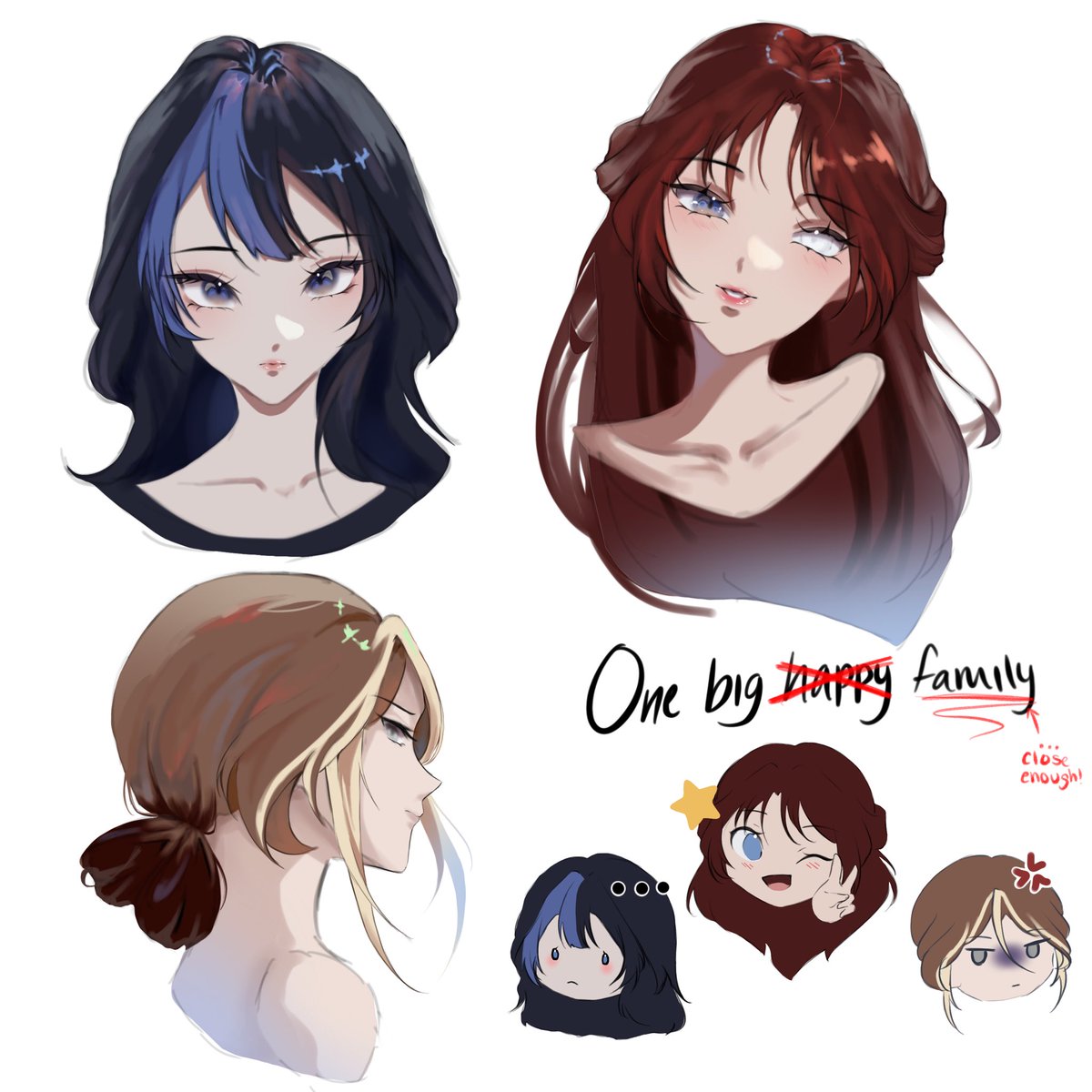 sakarvia's tweet image. misc. rendering practice w three of my favorite ocs atm 🙂‍↕️
