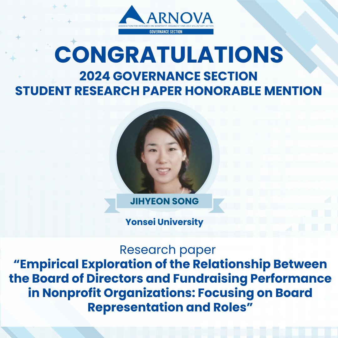 Please join us in congratulating all the award recipients of <a href="/ArnovaGov/">ARNOVA Governance Section</a> this year! <a href="/ARNOVA/">ARNOVA</a> #ARNOVA24