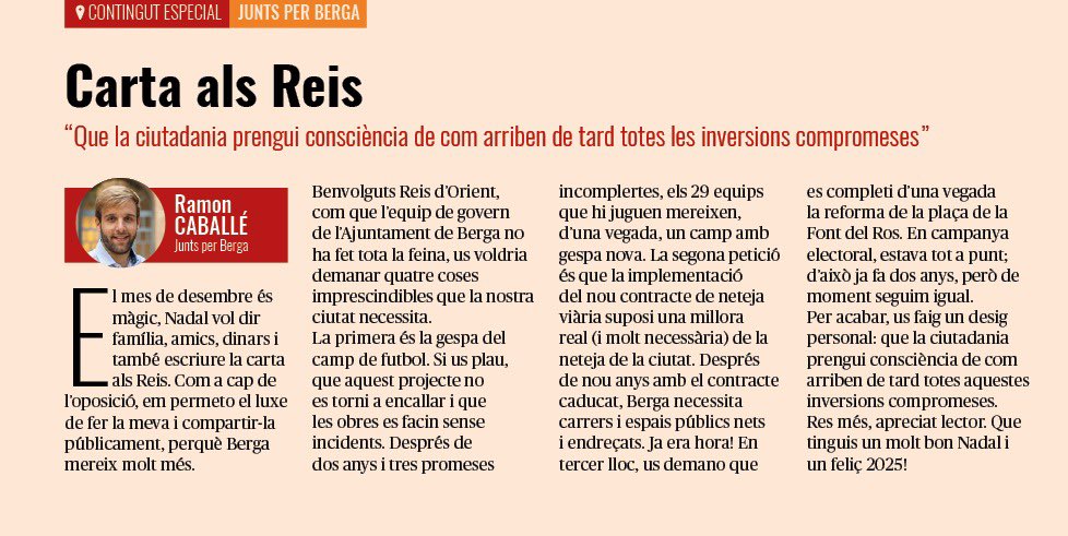 A <a href="/AquiBergueda/">Aquí Berguedà</a> del mes de desembre he escrit "Carta als Reis", us la comparteixo.