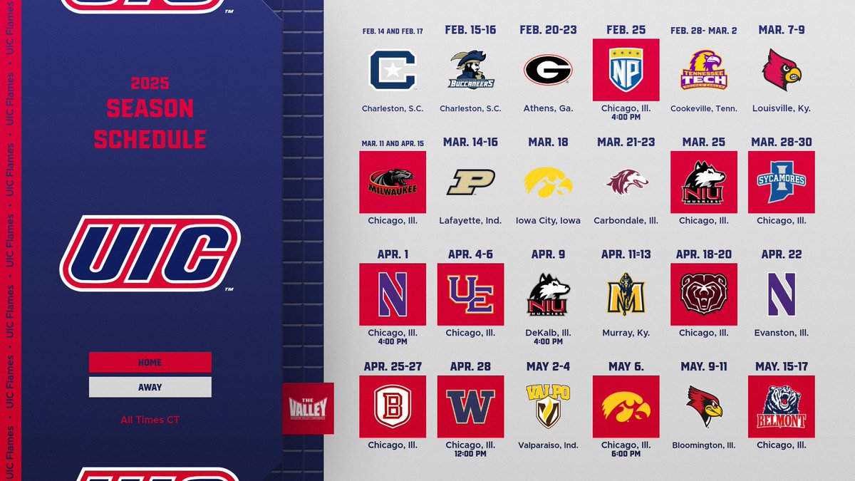 Our 2025 schedule is here‼️🔥

📰: uicflam.es/qv0
📅: uicflam.es/4gl

#ChicagosCollegeTeam