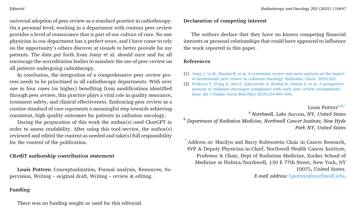 What is the impact of institutional peer review in radiation oncology? an #openaccess systematic review by Dr Raman from <a href="/UofTDRO/">Radiation Oncology</a> and thoughtful  editorial by <a href="/PottersMD/">Louis Potters, MD</a> 

link to article: thegreenjournal.com/article/S0167-…

link to editorial: thegreenjournal.com/article/S0167-…

cc <a href="/PBlanchardMD/">Pierre Blanchard, MD</a>