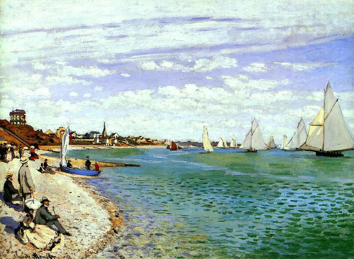 What if Monet’s Impression, Sunrise never happened?

Before Eugène Boudin, Monet was more a caricaturist than serious painter. But Boudin saw potential in Monet to create works like Regatta at Sainte-Adresse (1867). Here are the roots of Impressionism.
🧵👇 #artbots #monet 🧵👇