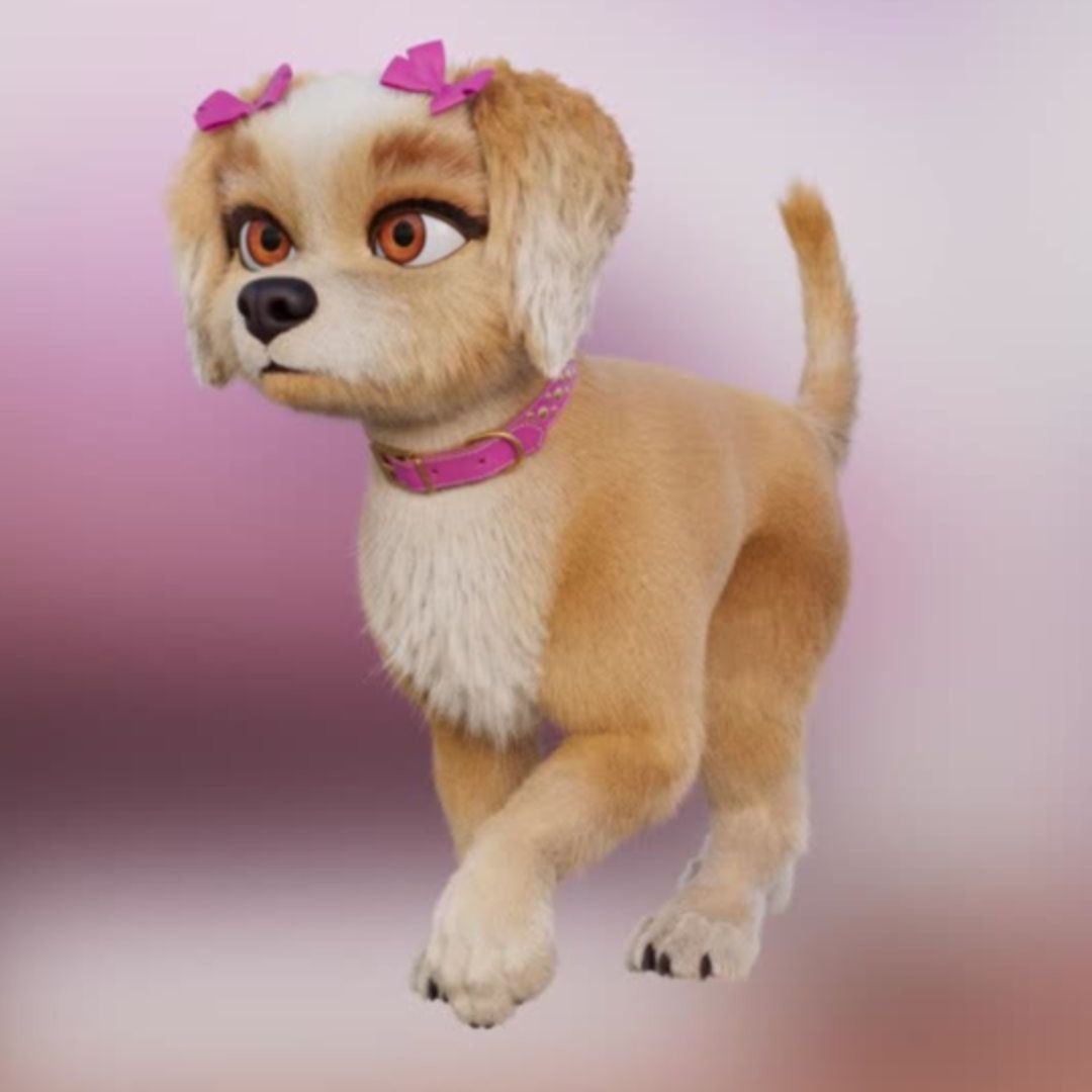 🐾✨ Check out this pawsome before-and-after transformation -- from a simple 3D design created by Polycat Animation to a fully walking, furry, pampered pooch. 🐶
