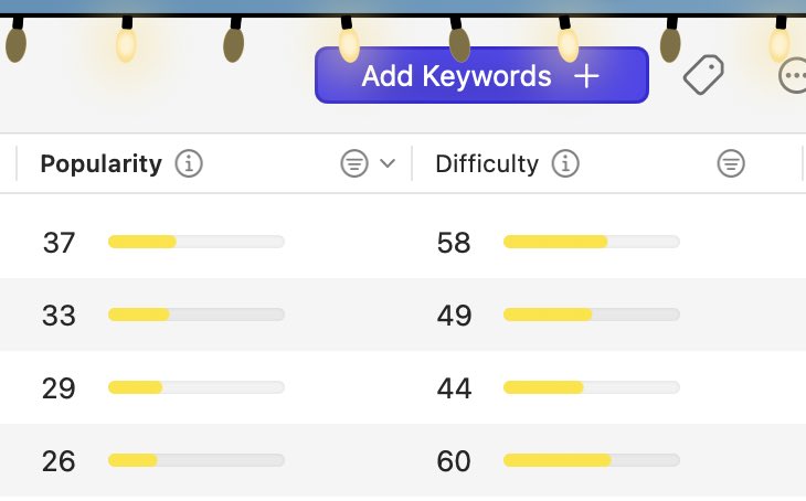 Heffer-o-tron (@heffertron) on Twitter photo What do people think about the following ASO keyword ratings? Difficulty is quite high, but I’ve no other ideas with a popularity as high as this 🫠 Also shoutout to <a href="/simonbs/">Simon B. Støvring</a> for making my desktop festive with his new app Festivitas! #SwiftLang #iOSDev #ASO What do people think about the following ASO keyword ratings? Difficulty is quite high, but I’ve no other ideas with a popularity as high as this 🫠 Also shoutout to <a href="/simonbs/">Simon B. Støvring</a> for making my desktop festive with his new app Festivitas! #SwiftLang #iOSDev #ASO