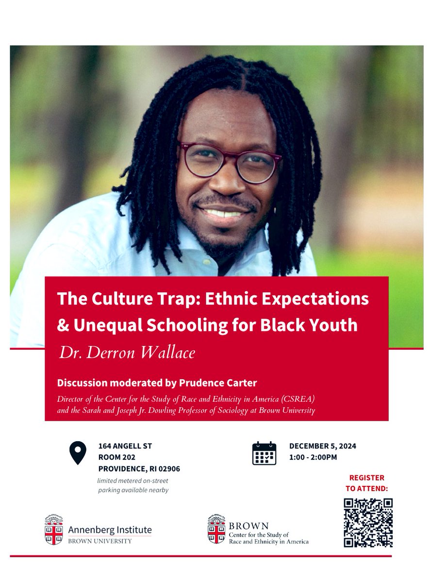 Sociology@Brown (@brownsociology) on Twitter photo Tomorrow! Professor <a href="/DerronWallace/">Dr_BrownStew</a> will present his research and be in dialogue with Professor Prudence Carter <a href="/AnnenbergInst/">Annenberg Institute at Brown</a> Tomorrow! Professor <a href="/DerronWallace/">Dr_BrownStew</a> will present his research and be in dialogue with Professor Prudence Carter <a href="/AnnenbergInst/">Annenberg Institute at Brown</a>