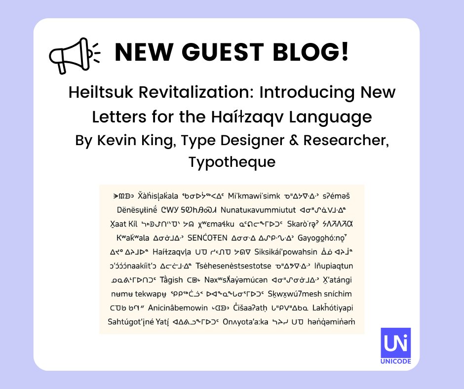 Indigenous people in British Columbia speaking Haíɫzaqv language were missing characters to correctly render the language in writing. Read more about the collaborative project on this issue between Heiltsuk Revitalization and #typotheque. ow.ly/pOuf50UkKnl