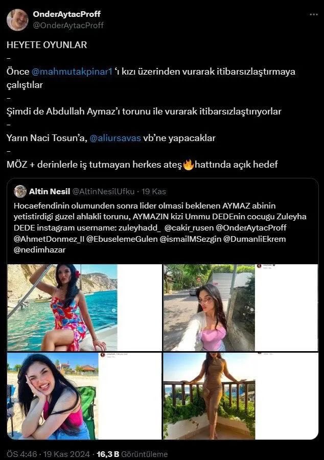 HaberReport's tweet photo. Fetullahçıların yeni lideri olması beklenen Abdullah Aymaz'ın torununun Instagram paylaşımları örgüt içinde tartışmalara neden oldu. https://t.co/0rutkdgwcj