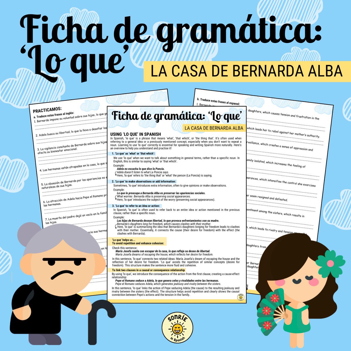 Our 3rd resource from our Advent Calendar is ready! 🎄✨🎁 A worksheet to practise the use of ‘lo que’ whilst developing translation. It includes the grammar explanation &amp; phrases to translate based on LCBA. RT/Comment for the link. Available until 9pm tonight (4/12/24)