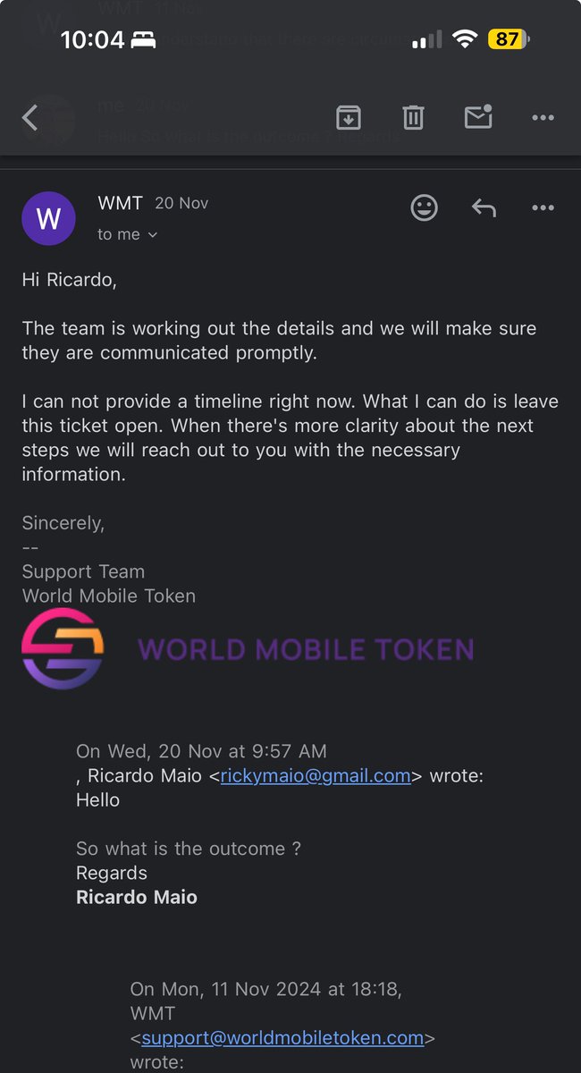 Targetpraks's tweet photo. @wmtoken why is there no response from the support team ? https://t.co/nDa7k76BNp