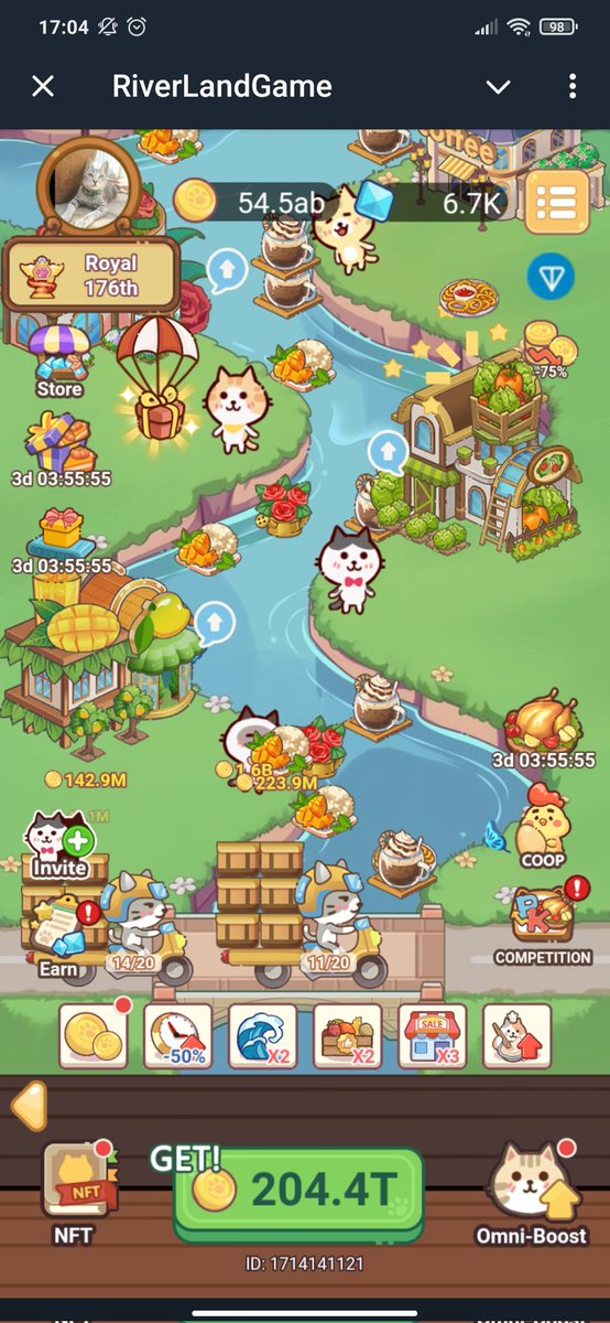 Leon59196671's tweet photo. Here is my progress, I think I won't be able to get the 30k Turkey but I'm going to keep trying 💪🏻💪🏻 and I collect some NFT too. Excellent game keep it up @RiverLand_Game https://t.co/Bi22RdWZEl