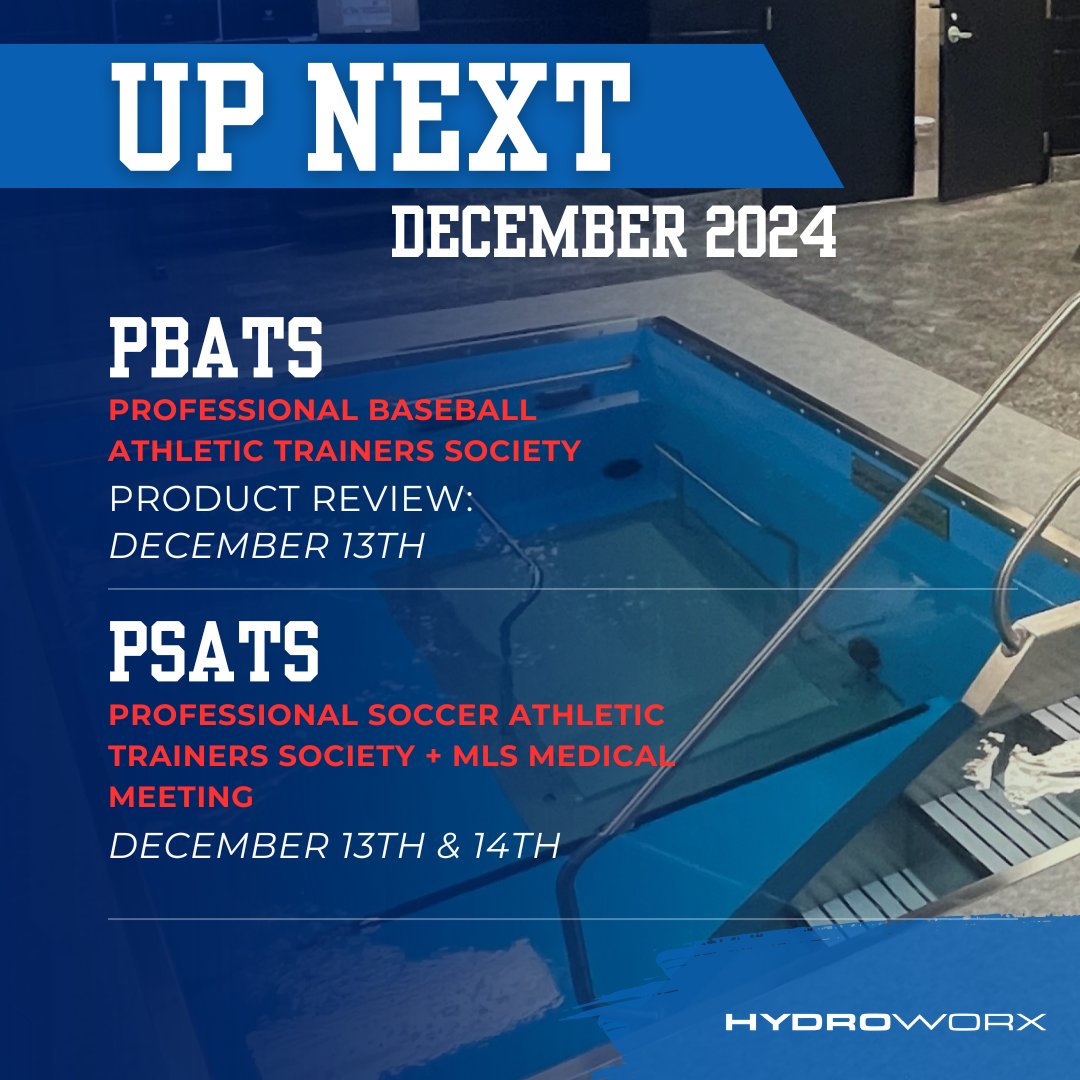 HydroWorx (@hydroworx) on Twitter photo โพโฝHydroWorx is on the move!
We'll be attending:
โก <a href="/PBATS/">PBATS</a> Meeting โ Dec 13
โก <a href="/PSATS_MLS/">Professional Soccer Athletic Trainers' Society</a> + MLS Medical Meeting โ Dec 13โ14
Looking forward to connecting and sharing how HydroWorx is making waves in recovery and rehabilitation!
#HydroWorx #PBATS #PSATS #AquaticTherapy โพโฝHydroWorx is on the move!
We'll be attending:
โก <a href="/PBATS/">PBATS</a> Meeting โ Dec 13
โก <a href="/PSATS_MLS/">Professional Soccer Athletic Trainers' Society</a> + MLS Medical Meeting โ Dec 13โ14
Looking forward to connecting and sharing how HydroWorx is making waves in recovery and rehabilitation!
#HydroWorx #PBATS #PSATS #AquaticTherapy