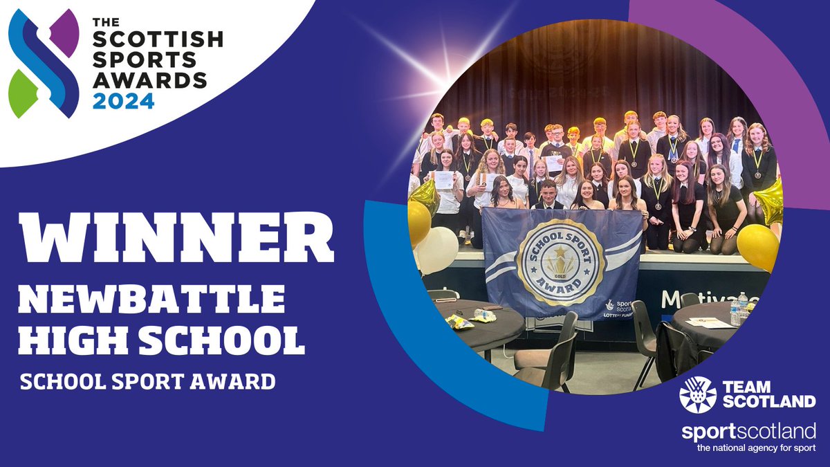 #ScottishSportsAwards24 | School Sport Award | Newbattle High School🏆

<a href="/newbattlehigh/">Newbattle High School Digital Centre of Excellence</a> pupils developed initiatives which led to them achieving the Gold School Sport Award!

Young Ambassadors boosted sport &amp; physical activity which saw an 80%⬆️in extra-curricular participation👏