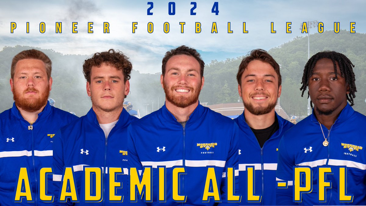 Morehead State Athletics (@msueagles) on Twitter photo Congrats to <a href="/MSUEaglesFB/">Morehead State Football</a>'s Jaxsen Spears, Luke Bauer, Brady McKnight, Matthew McClelland, Jihad McCall for earning Academic All-PFL.
Spears is 1st ever Eagle to be First-Team 4 straight years; McKnight also named to 4 straight lists.
Story: tinyurl.com/3mpadzjf #SoarHigher Congrats to <a href="/MSUEaglesFB/">Morehead State Football</a>'s Jaxsen Spears, Luke Bauer, Brady McKnight, Matthew McClelland, Jihad McCall for earning Academic All-PFL.
Spears is 1st ever Eagle to be First-Team 4 straight years; McKnight also named to 4 straight lists.
Story: tinyurl.com/3mpadzjf #SoarHigher