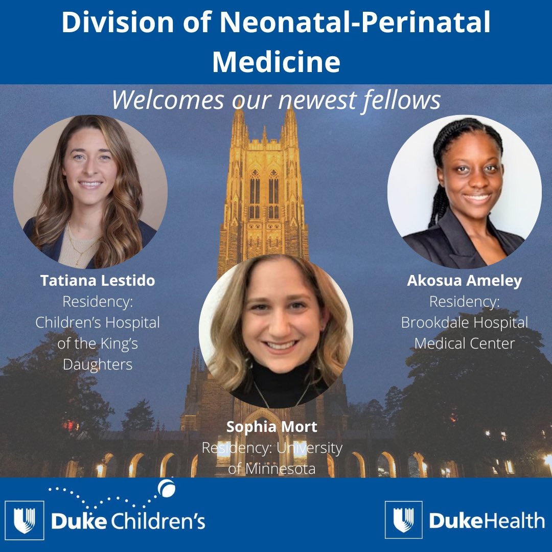 DukeNeonatology's tweet image. Excited to introduce our brand new class of fellows, starting in July 2025! Welcome to @dukeneonatology @Duke_Childrens and congratulations to all our new colleagues!! #fellowshipmatch #match2023 #matchday #neotwitter @NeoTECaN