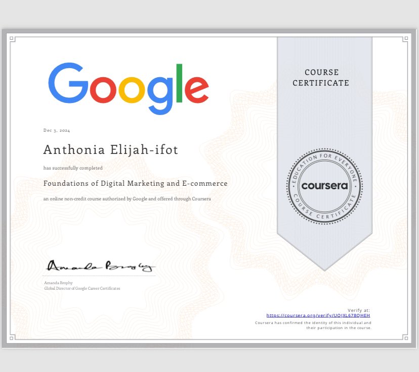 ElijahAnthonia's tweet photo. I just wrapped up the 1st part of my digital marketing course Feeling pumped to apply my new skills as a Social Media Manager! Next stop: 6 more courses #DigitalMarketing #OnlineLearning #SMManager https://t.co/xvVBk1jGt6
