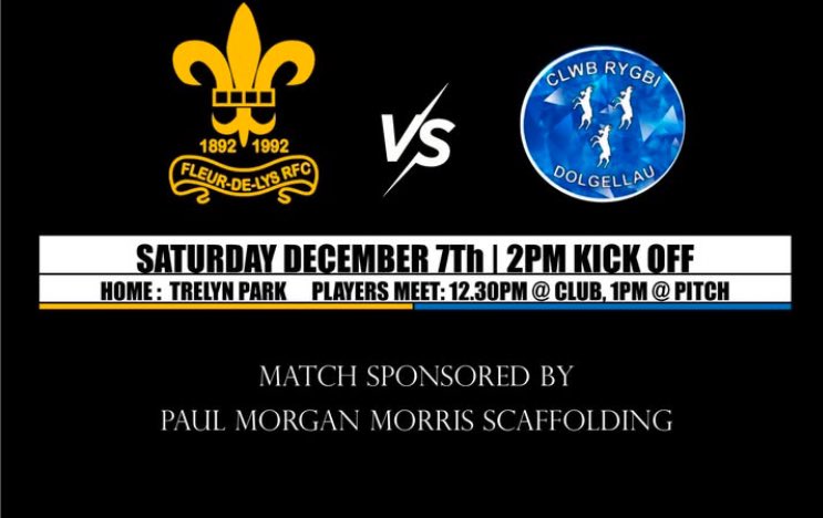 This Saturday we look forward to hosting <a href="/RygbiDolgellau/">Clwb Rygbi Dolgellau</a> at Trelyn Park in the WRU cup. Come along and support the boys.

Following the game there will be video horse racing and karaoke at the club in the evening.

Please note it’s 2pm Kick Off