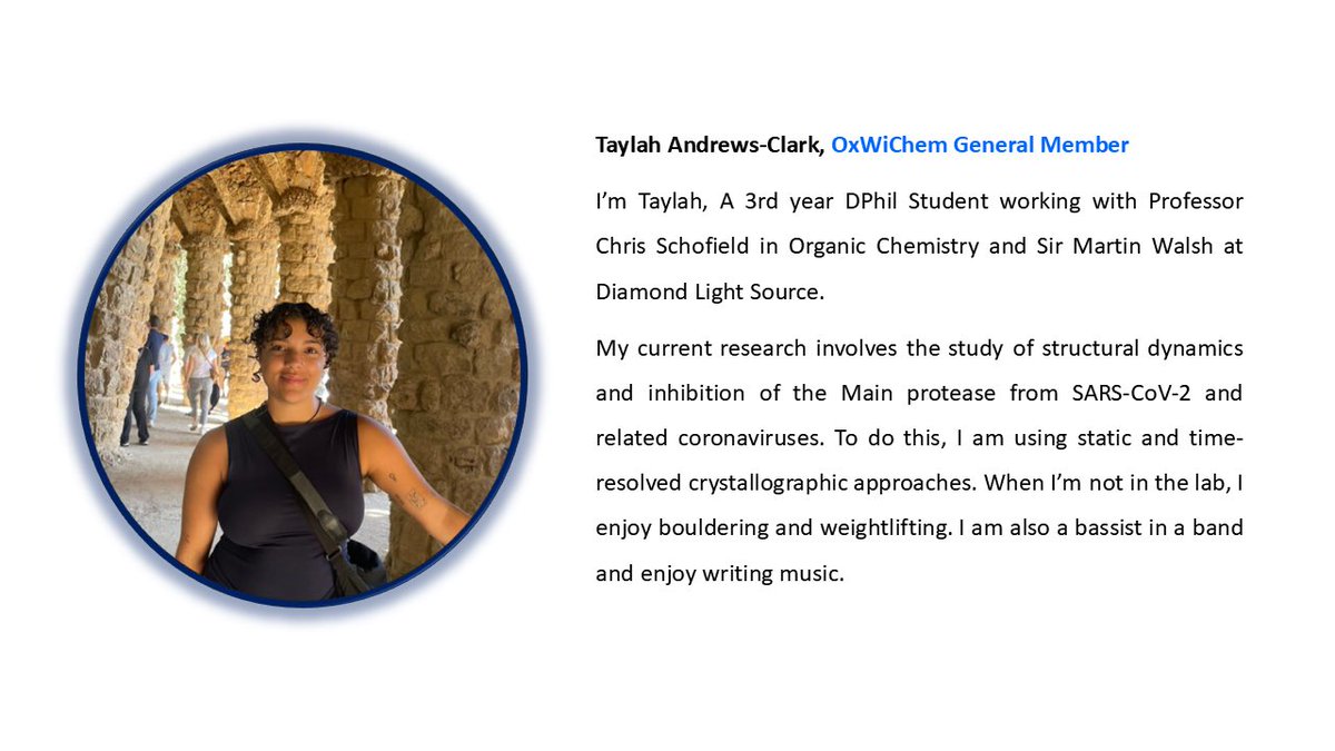 OxWiChem's tweet image. Concluding Series 2 of RedOxWiChem is our December profile with profiles from Prof Kylie Vincent and Taylah Andrew Clark. Two multitalented individuals who share a common fascination for studying protein mechanism/dynamics using various crystallisation approaches.
