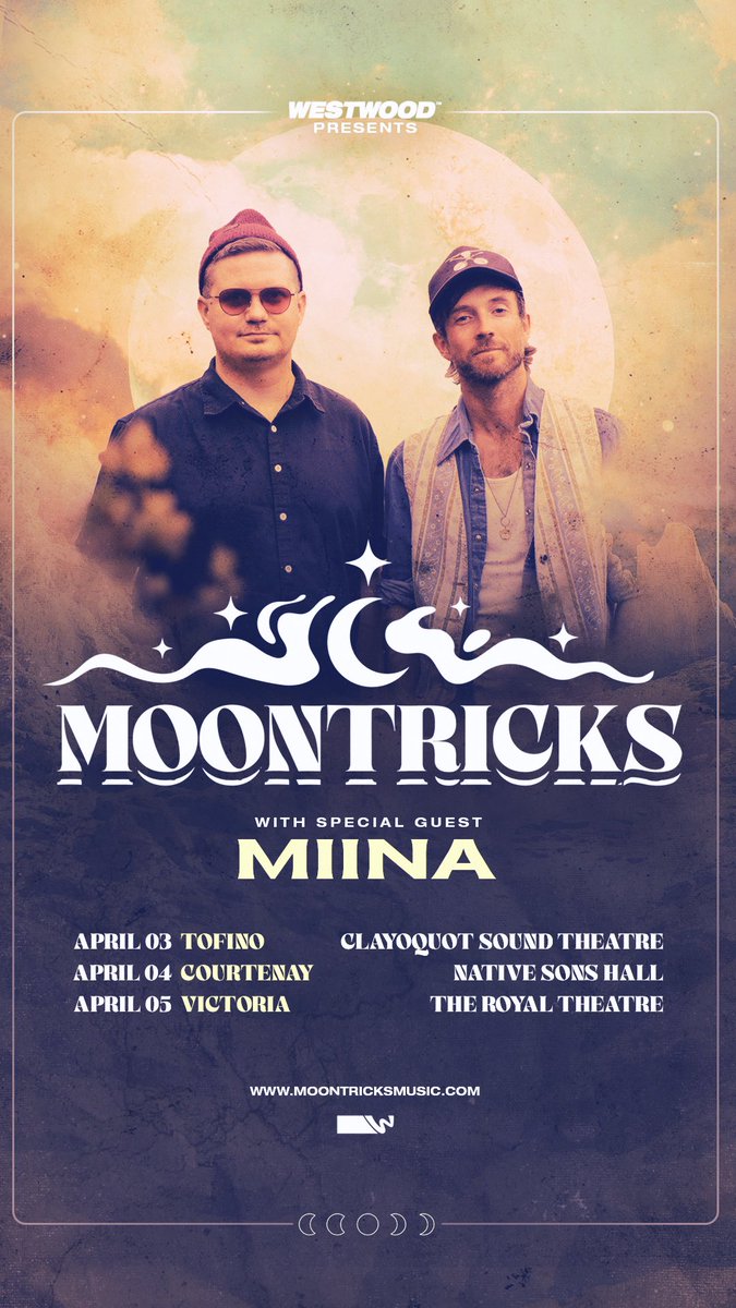 Vancouver Island! Excited to announce we’ll be stopping in Tofino, Cumberland, and Victoria this April 🙌🌙🪕 Plus, we’ll have our friends Miina joining us for the weekend!