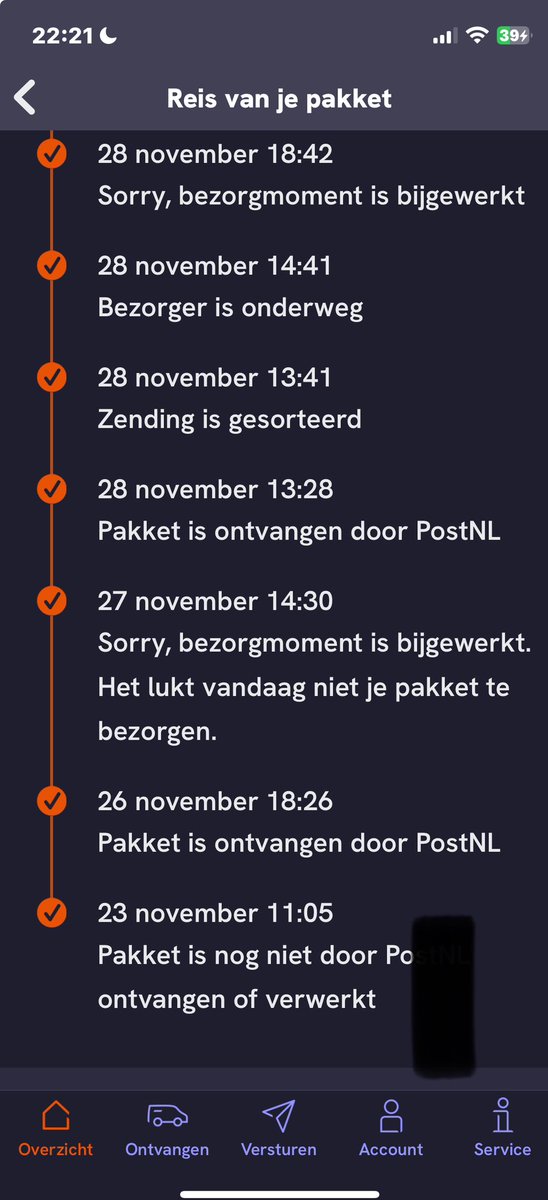 Ingske's tweet photo. @PostNL ik snap de drukte met deze dagen maar dit is toch echt waanzin. Ook vandaag 2 december weer geen bezorging inmiddels. 😕 https://t.co/DyxjoohJ2g