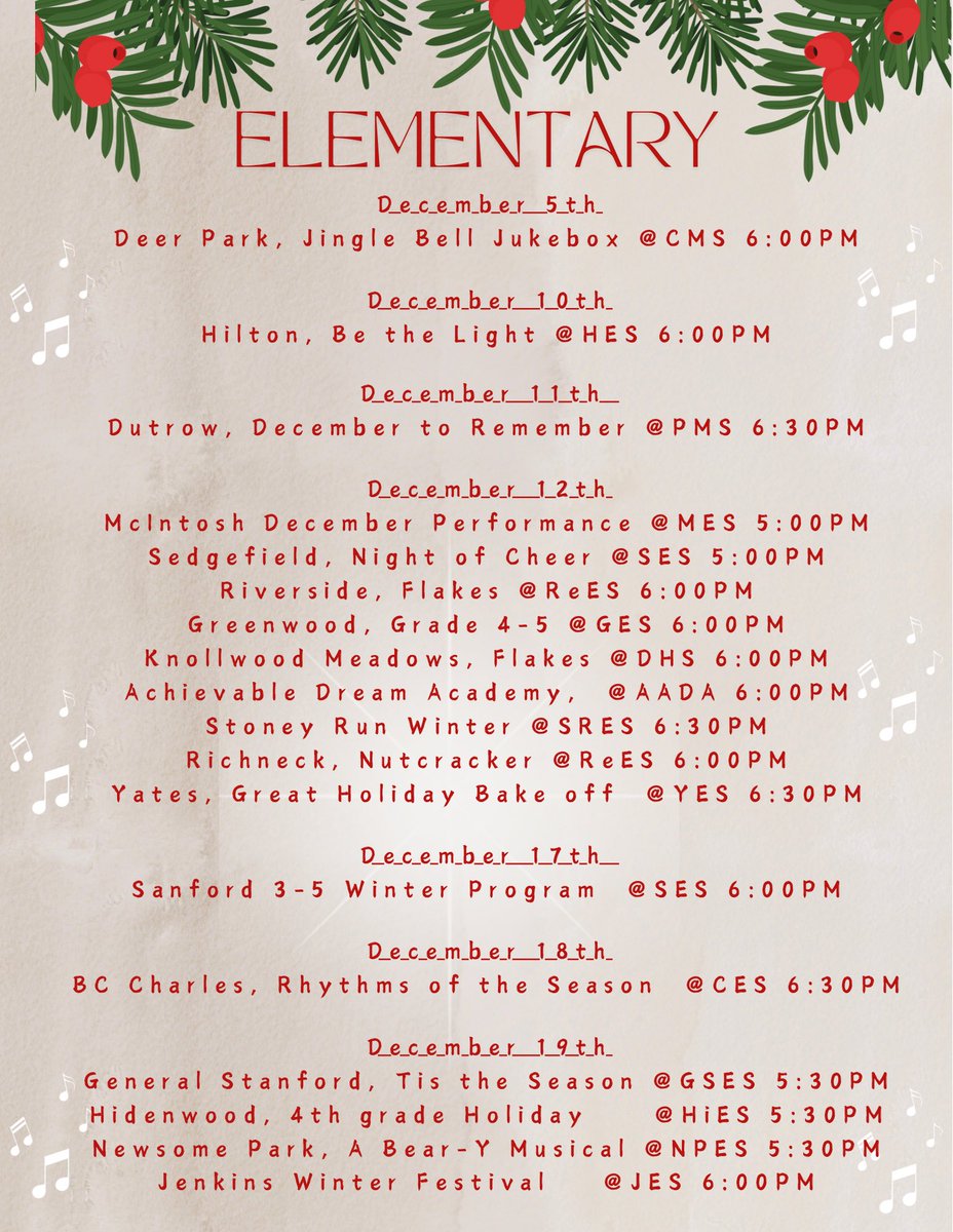 NNPSArts's tweet image. Fa La La La La and make sure to make your calendars 🎶❤️

@nnschools #NNPSArts proudly presents our winter performance schedule. ❄️🎶

#OneNNPS
#NNPSProud