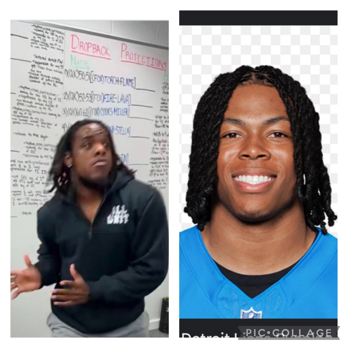 Melissa_Anne09's tweet photo. C’mon man - I can’t seriously be the ONLY @Lions fan that just doesn’t see @Jahmyr_Gibbs1 in this photo?! https://t.co/9h9S3gPjkE
