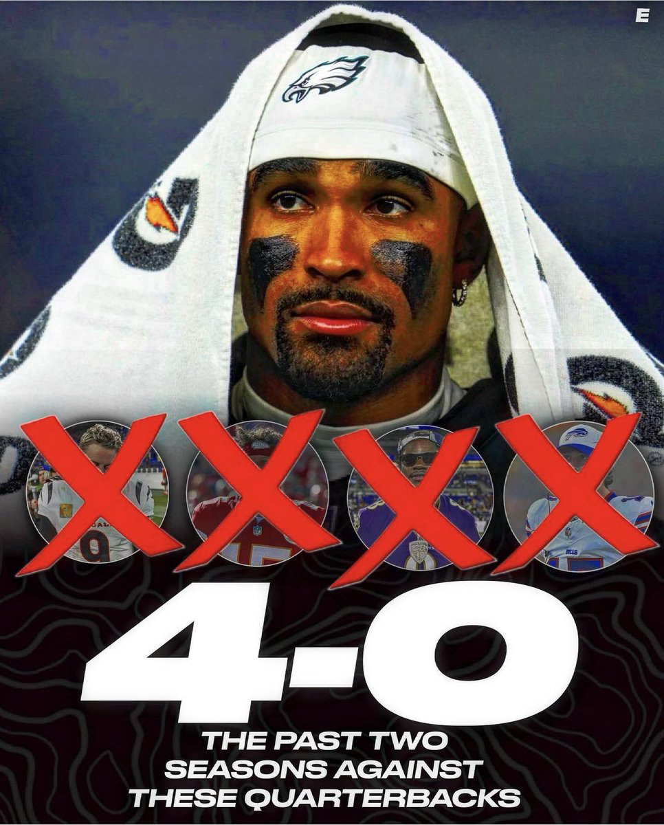 Jalen Hurts and the #Eagles have gone toe-to-toe with some of the best QBs in the league and have won all of them.

4-0 against Patrick Mahomes, Josh Allen, Lamar Jackson and Joe Burrow since 2023.

(via: eaglesavenue/ig)