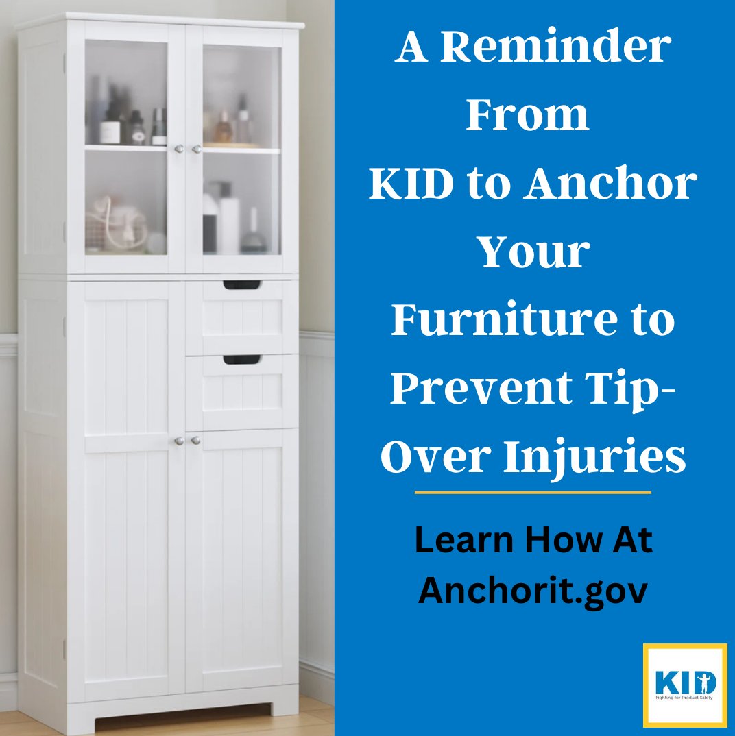A reminder to always anchor your furniture. Furniture tip-overs injure children every day. Avoid these injuries by learning how to anchor your furniture.