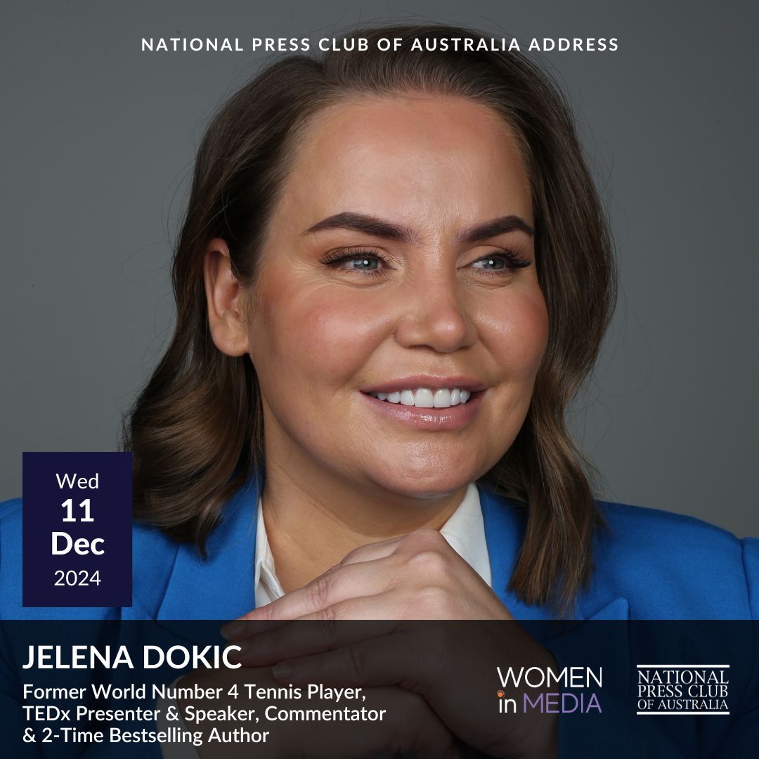 Women in Media (@wim_aus) on Twitter photo Jelena Dokic, Former World Number 4 Tennis Player, TEDx Presenter & Speaker, Commentator & 2-Time Bestselling Author, will Address the <a href="/PressClubAust/">National Press Club</a> in partnership with Women in Media on "Unbreakable".
🗓️ Wednesday, 11th December 2024.
Tickets: buff.ly/41cQik5 Jelena Dokic, Former World Number 4 Tennis Player, TEDx Presenter & Speaker, Commentator & 2-Time Bestselling Author, will Address the <a href="/PressClubAust/">National Press Club</a> in partnership with Women in Media on "Unbreakable".
🗓️ Wednesday, 11th December 2024.
Tickets: buff.ly/41cQik5