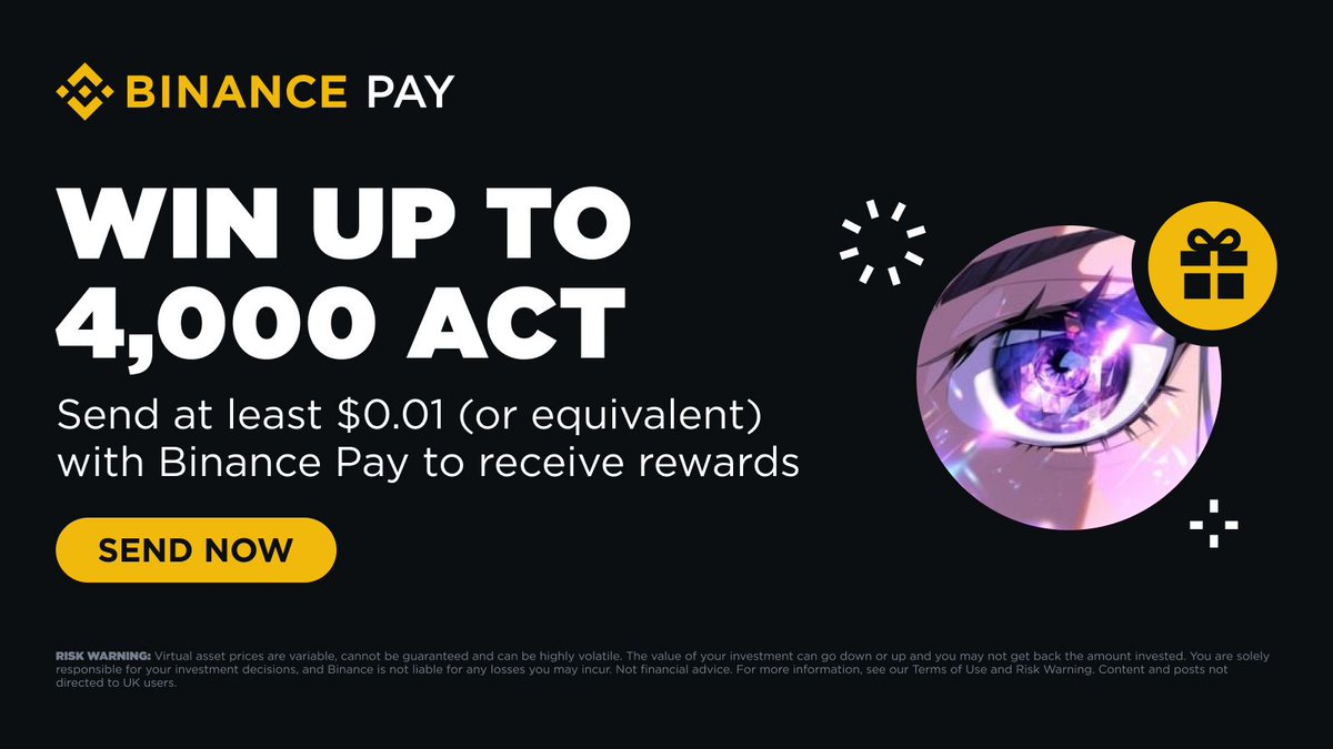 Win with #BinancePay! Send crypto for the first time via Binance Pay for a  chance to win up to 4,000 $ACT @ACTICOMMUNITY!