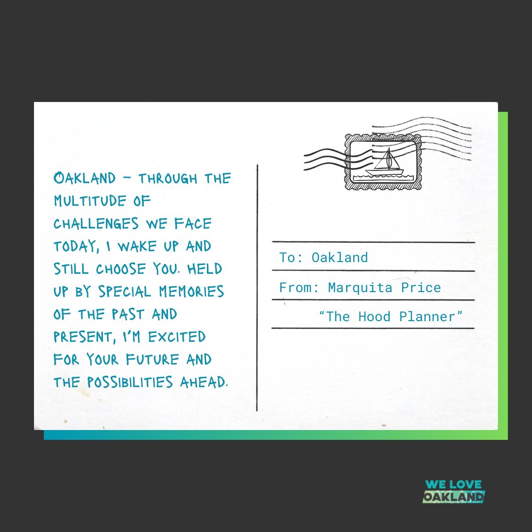 For our #WeLoveOakland campaign, community organizer and culture keeper Marquita Price wrote an ode to the beautiful contradictions that exist in the Town. 

Read Marquita’s letter and write one of your own at weloveoakland.akoandi.org.