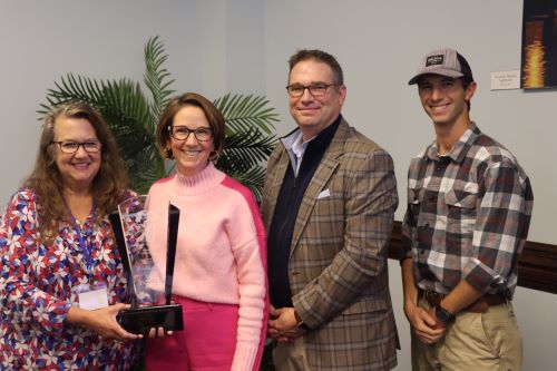 NCDOT's tweet photo. This year’s NCSITE Emily Blount Trailblazer Award goes to NCDOT Deputy Secretary for Multimodal Transportation Julie White! White won for her infectious passion for transportation and ability to inspire other women. https://t.co/4b0VYUhvfR or https://t.co/dvlwSopdJs #ncsite https://t.co/jj3WQ2YmUy