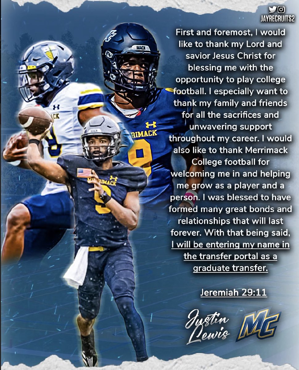 Thankful for my time at Merrimack! Looking forward to the next chapter in my college career. It’s in God’s hands now 🙏🏽