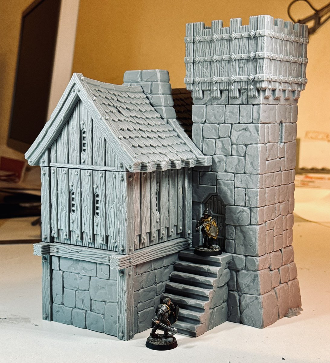 First test print of the new Jagerholm Fortified Mansion complete - still our favourite part, seeing a new model irl.  Just needs a few tweaks, so should be ready for this week’s Dark Fantastic Friday 🤞
