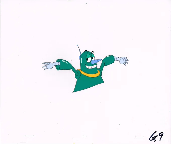 Adventures of Sonic The Hedgehog Animation Cel and Sketch Scan of Grounder from episode 52 Baby-Sitter Jitters. 