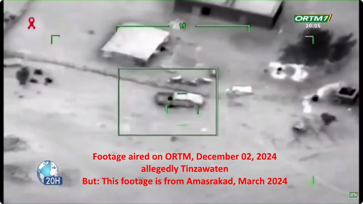 #Mali🇲🇱 - I don't know why ORTM / DIRPA doesn't show the videos of the confirmed drone attacks in #Tinzawaten. Until now, this was a common practice. Tonight, old footage of a drone attack in Amasrakad (Gao) from March 2024 was shown. Viewers are deliberately misled - why?