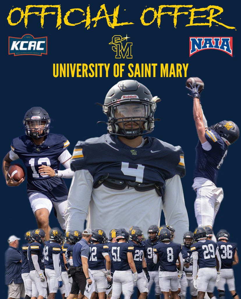 Honored to say I’ve received my second offer to play college football at the University of Saint Mary. <a href="/caiman_football/">Caiman Football, CAHS</a> <a href="/CoachjosiahCruz/">Josiah Cruz</a> <a href="/thecoachanaya/">Aaron Anaya</a> <a href="/SDPrepInsider/">SD Prep Insider</a> <a href="/SDFNLMagazine/">#SDFNL25</a> <a href="/Daygofootball/">San Diego Football</a> <a href="/CoastalPrepRep/">Coastal Prep Sport Report</a> <a href="/KUSIPPR/">Prep Pigskin Report</a>