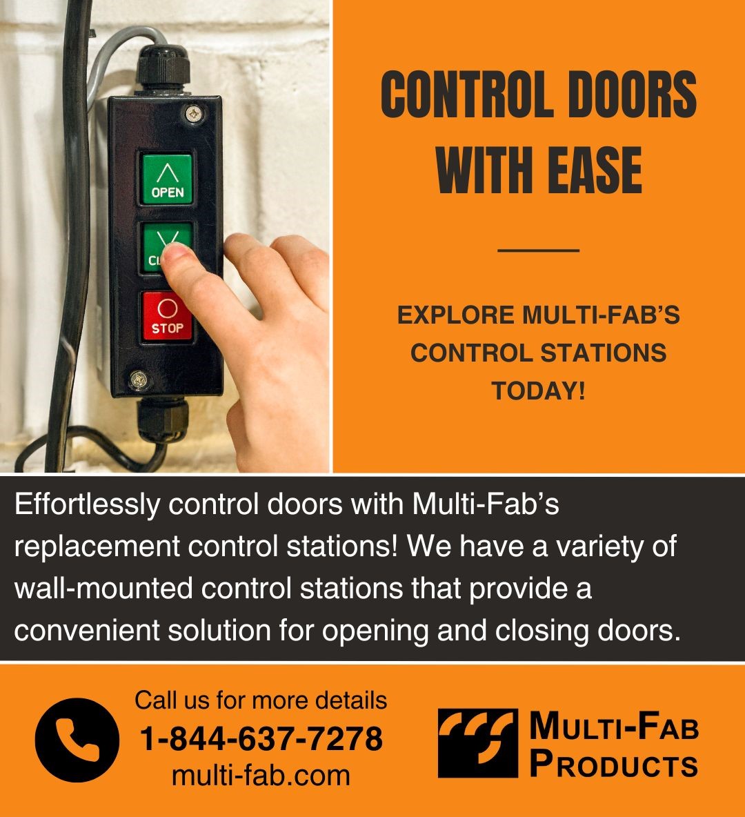 multifabproduct's tweet image. If you are looking for a reliable solution for your door control needs, look no further than Multi-Fab’s control stations!

multi-fab.com/search/site?ke…

#ControlStation #DoorControl #CommercialDoors #SafetyProducts #ReplacementParts #DoorParts #IndustrialDoors #DoorSolutions