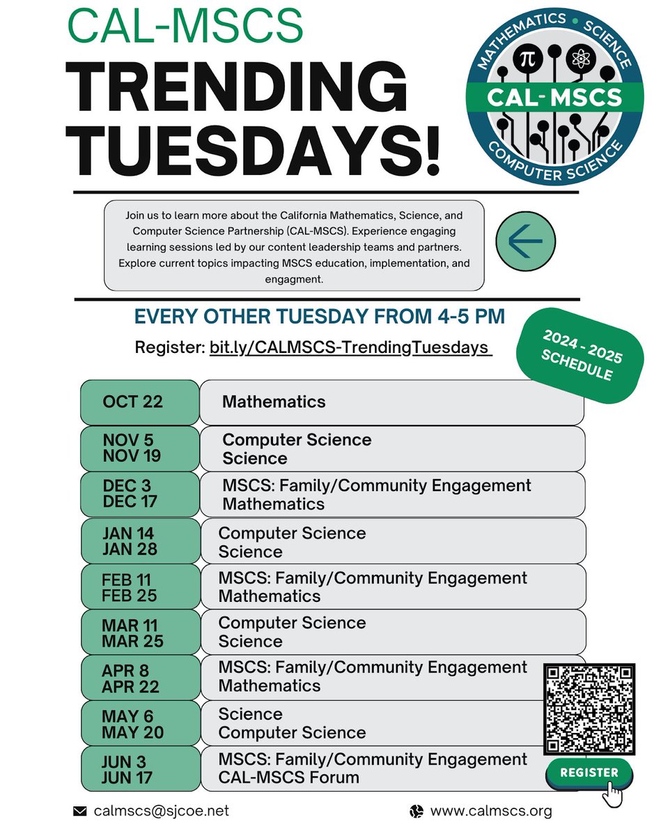 📢 Educators &amp; Leaders! Join CAL-MSCS Trending Tuesdays on Dec 3!
🌟 Topic: Family &amp; Community Engagement in Math
💡 Learn strategies from @SBCOE &amp; CA FACE Team to enhance involvement &amp; bring the Dual Capacity Framework to life.
💻 Register: bit.ly/CALMSCS-Trendi…