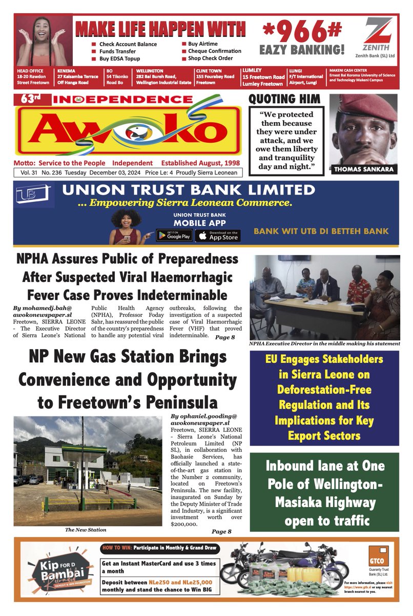 awokonewspaper's tweet photo. Let's go digital ... Go download the Awoko e-paper app on Google or Apple Play Store and get the full version  #SierraLeone #SaloneTwitter #SaloneX #SierraLeoneNews #Awokonewspaper #AwokoNewsApp #freetown #StayInformedWithAwoko https://t.co/ZOmJwbyScs