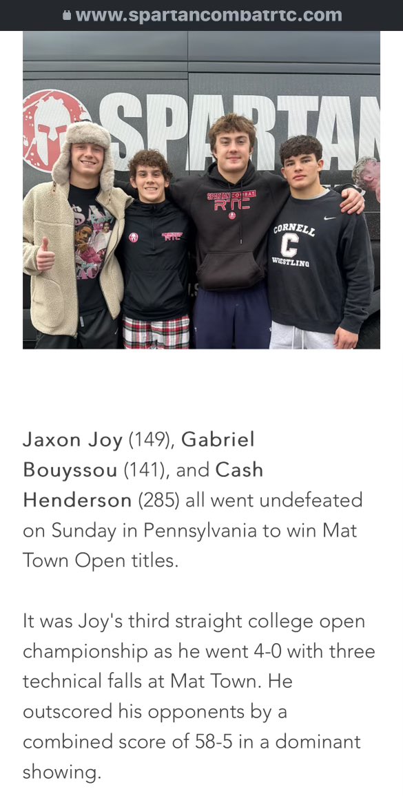 Alumni Update: Jaxon Joy continues to excel as he continues to Grey shirt for Cornell University.
