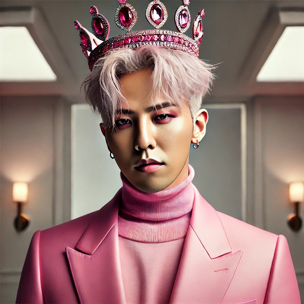 GDragon created by chatgpt with pink suit is SO ADORABLE 😭👑