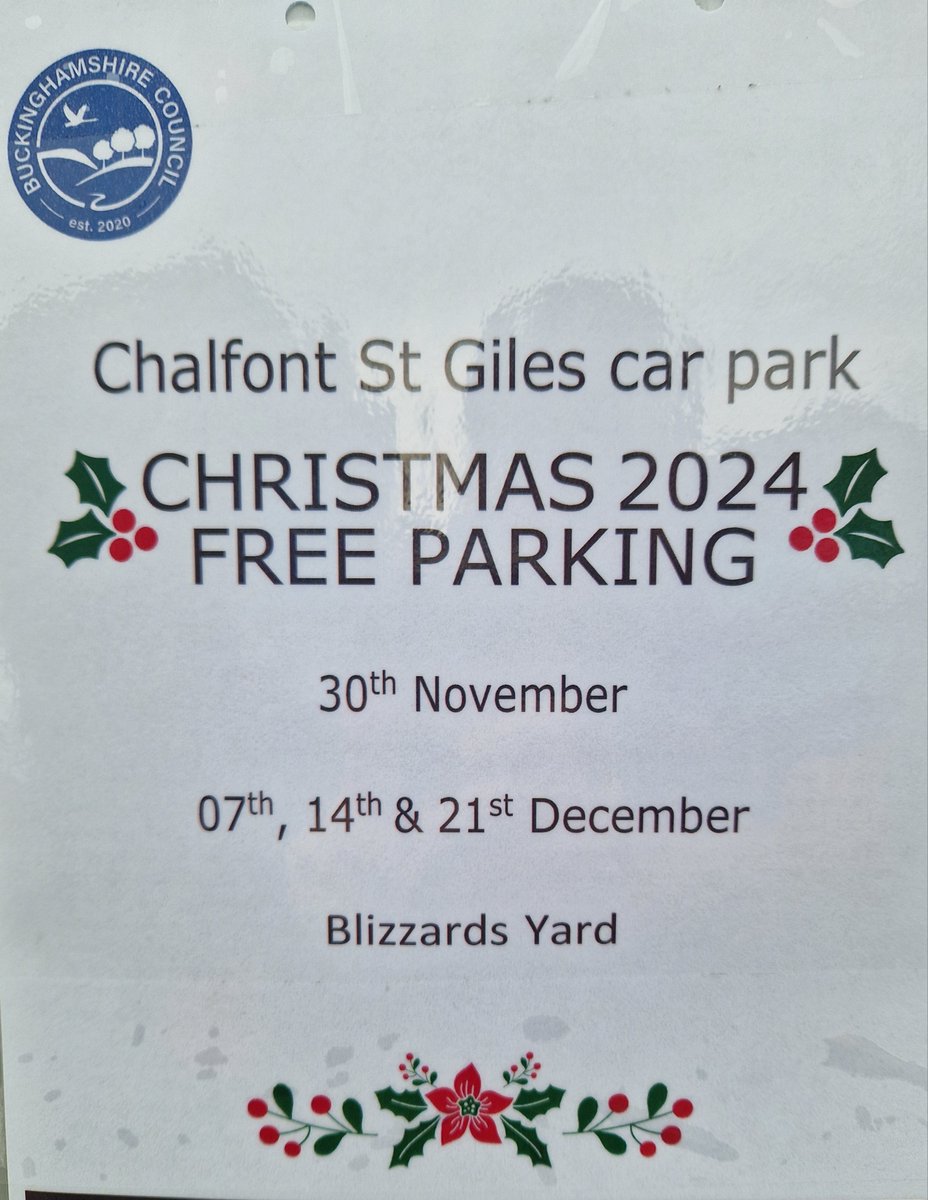 Park for free this Christmas with Bucks Council.
​
To make Christmas shopping more convenient and support local high streets, <a href="/BucksCouncil/">Buckinghamshire Council</a> is offering free parking in Blizzards Yard on every Saturday between now and Christmas.