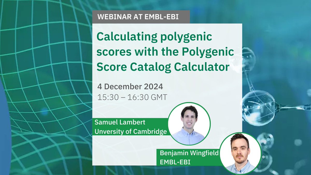 There’s still time to join tomorrow’s webinar from <a href="/PGSCatalog/">PGS Catalog</a> about calculating polygenic scores. Registration is free but essential: ebi.ac.uk/training/event… #genomics <a href="/emblebi/">EMBL-EBI</a>
