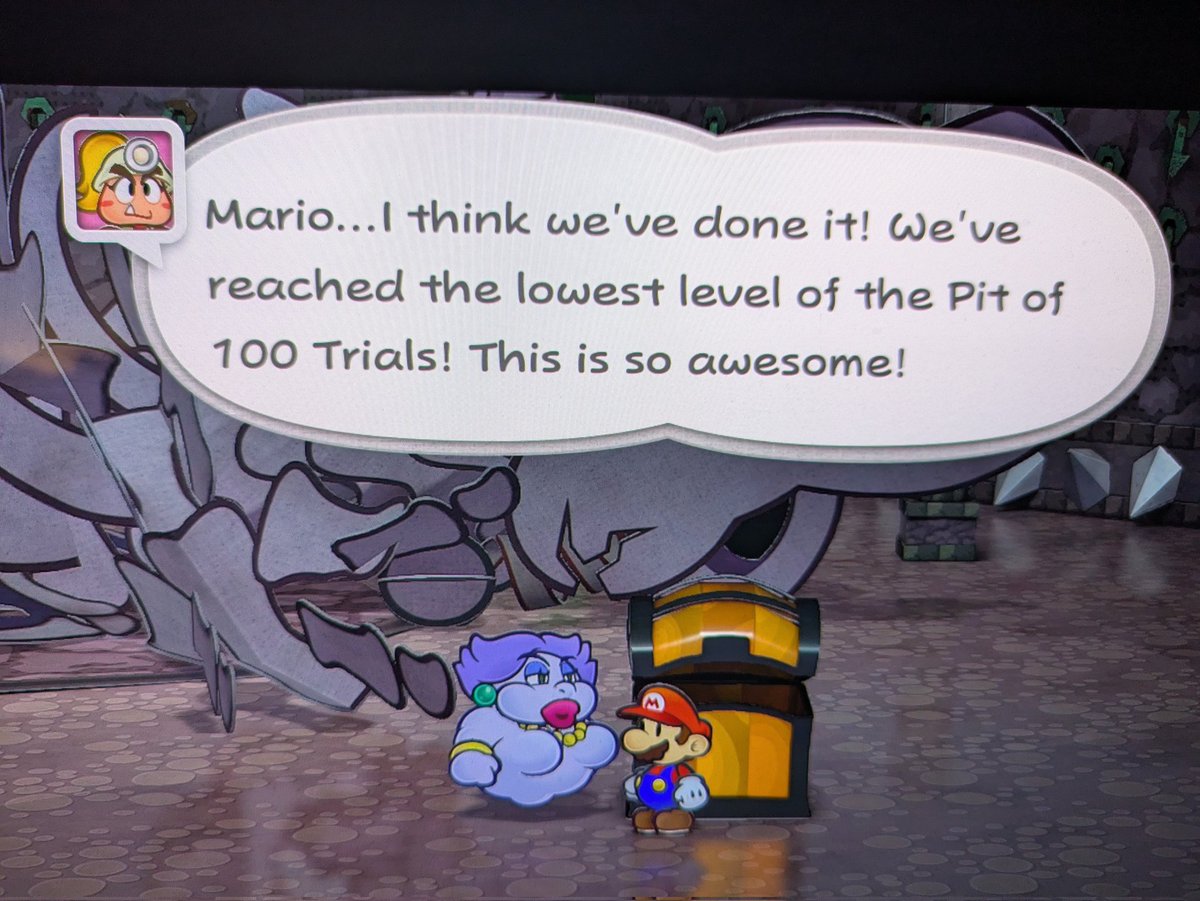 DeadliestPuddle's tweet image. OH MY GOD I ACTUALLY DID IT! Kid me would be so proud! After 20 years of playing the original and only getting as far as floor 70 I finally conquered the 100 Trials in PP TTYD. So glad I recorded it as proof. Will slap it on YouTube soon #Nintendo